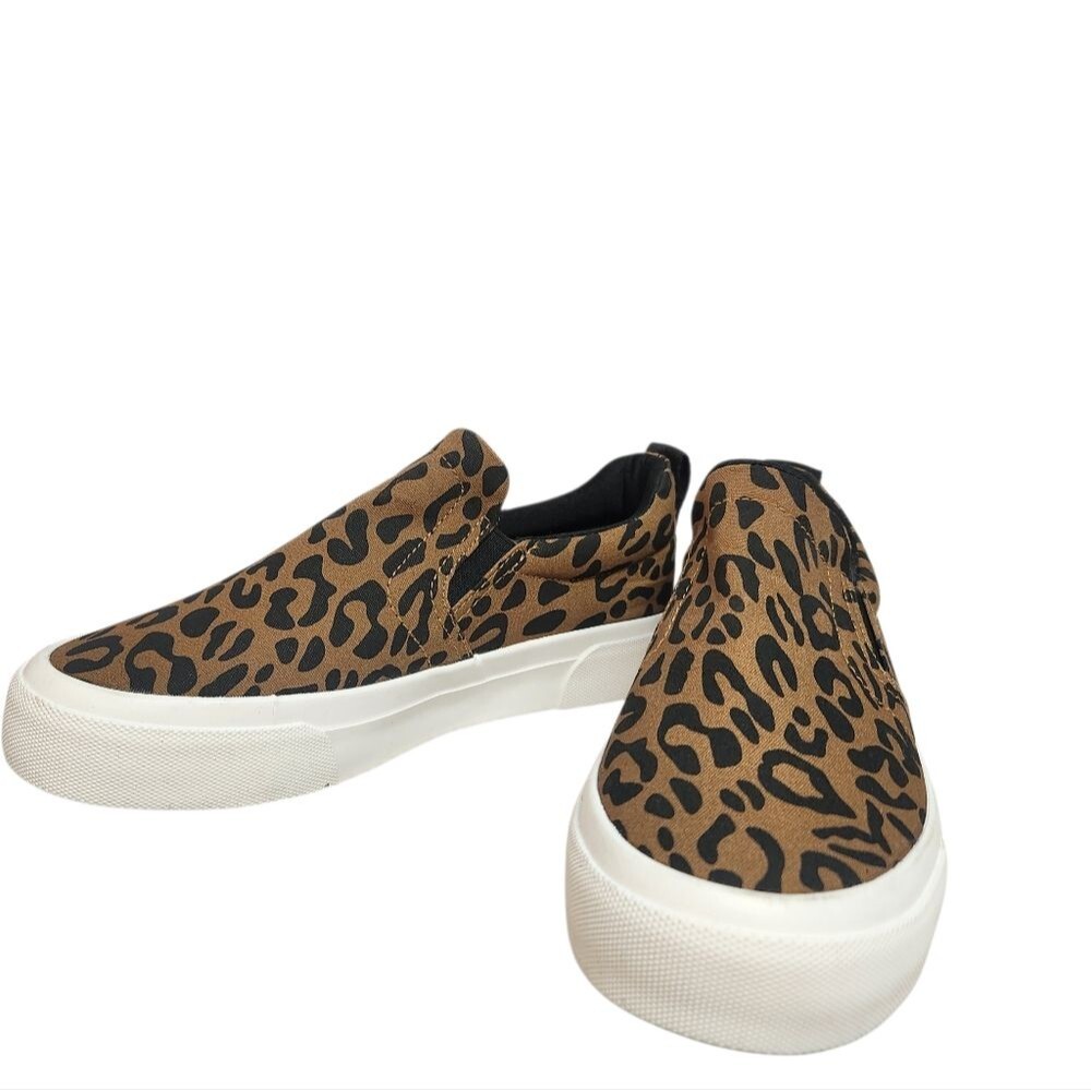 JENN ARDOR Women Classic Slip-On Sneakers Flats Brown Black Leopard Womens 7